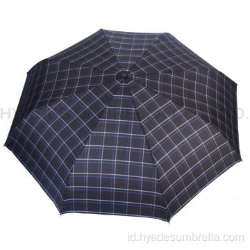 Periksa Tahan Angin Cetak Mens Folding Umbrella